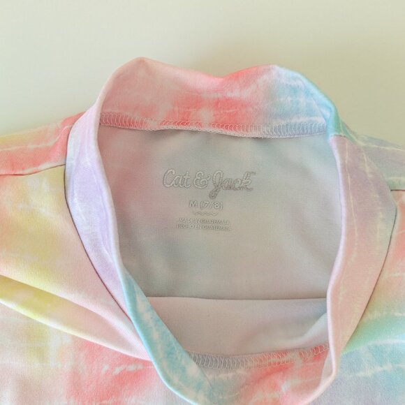 Cat & Jack Girls Watercolor Rash Guard Swim Top M 7/8 GUC - Picture 4 of 6